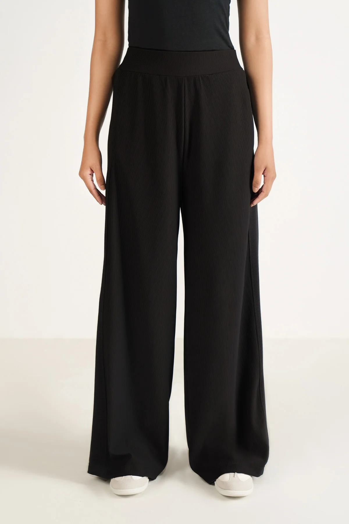 RIBBED WIDE LEG PANTS