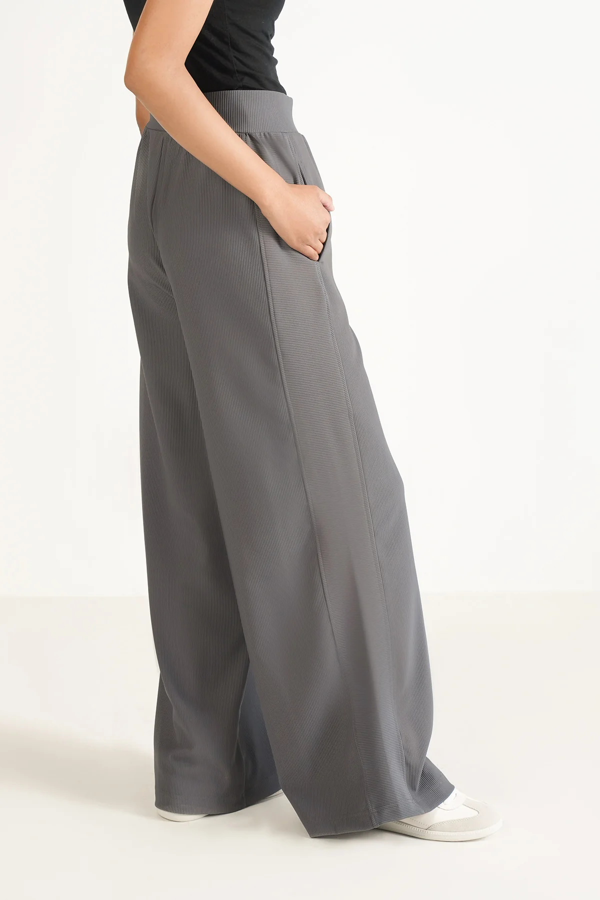 RIBBED WIDE LEG PANTS - Image 3