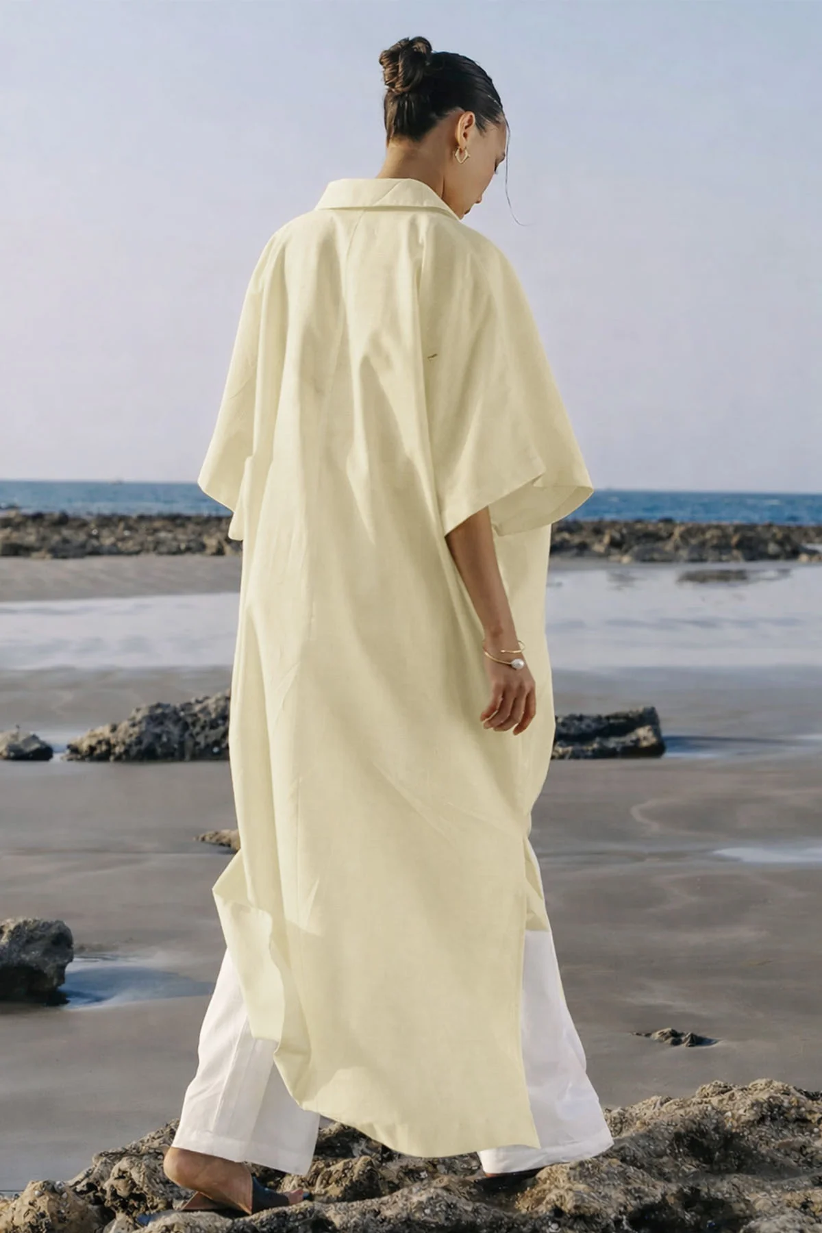 SHORT SLEEVE LINEN BLEND DRESS - Image 4