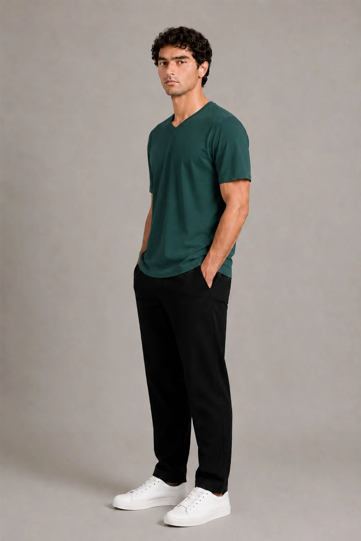 T-SHIRT V-NECK SUPIMA COTTON - Image 3