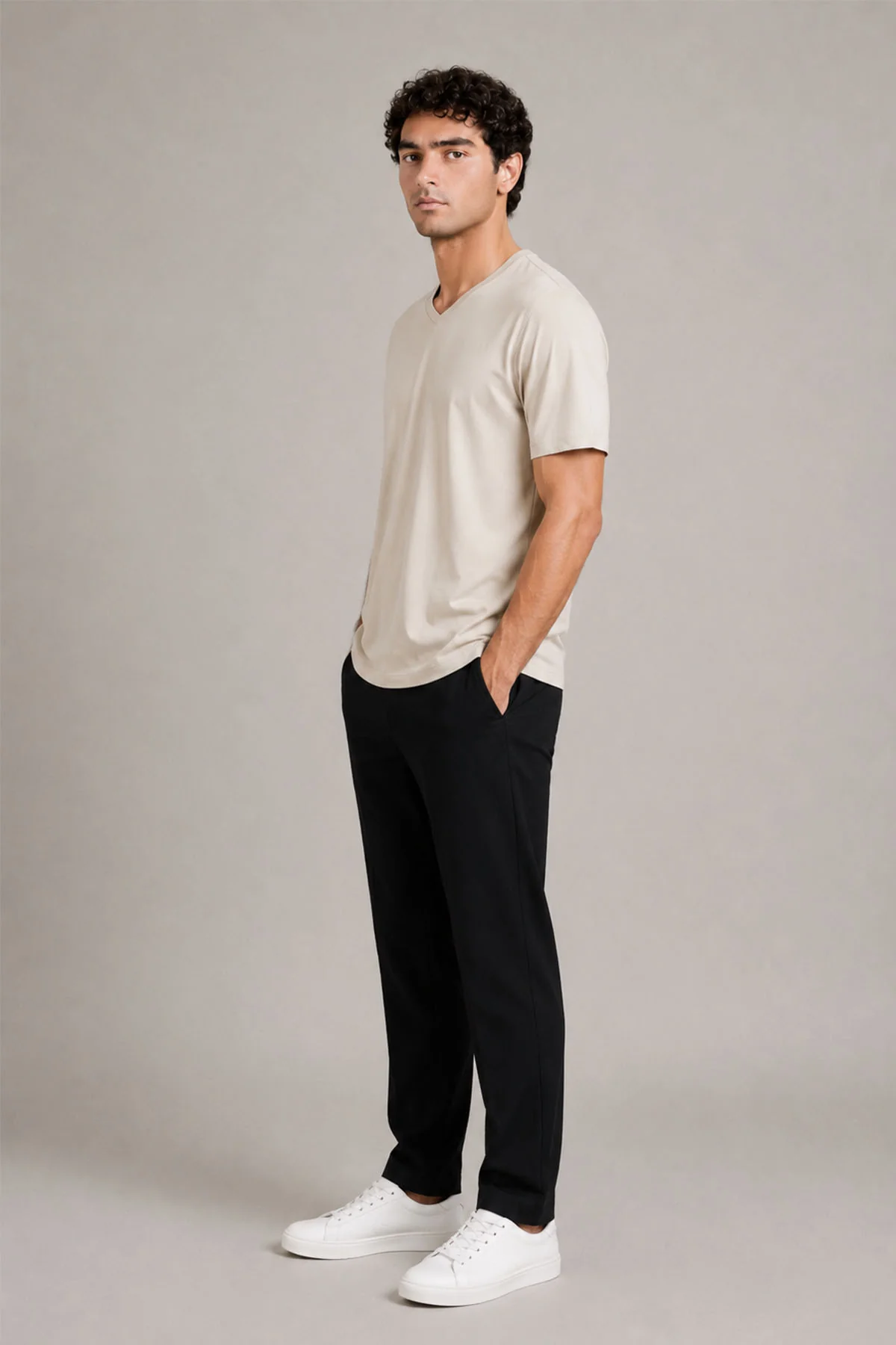T-SHIRT V-NECK SUPIMA COTTON - Image 3
