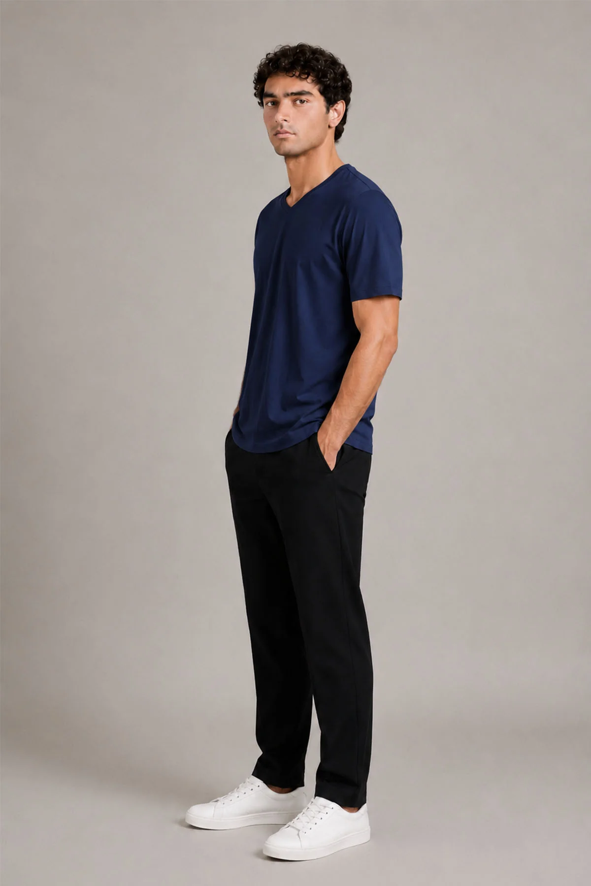 T-SHIRT V-NECK SUPIMA COTTON - Image 3