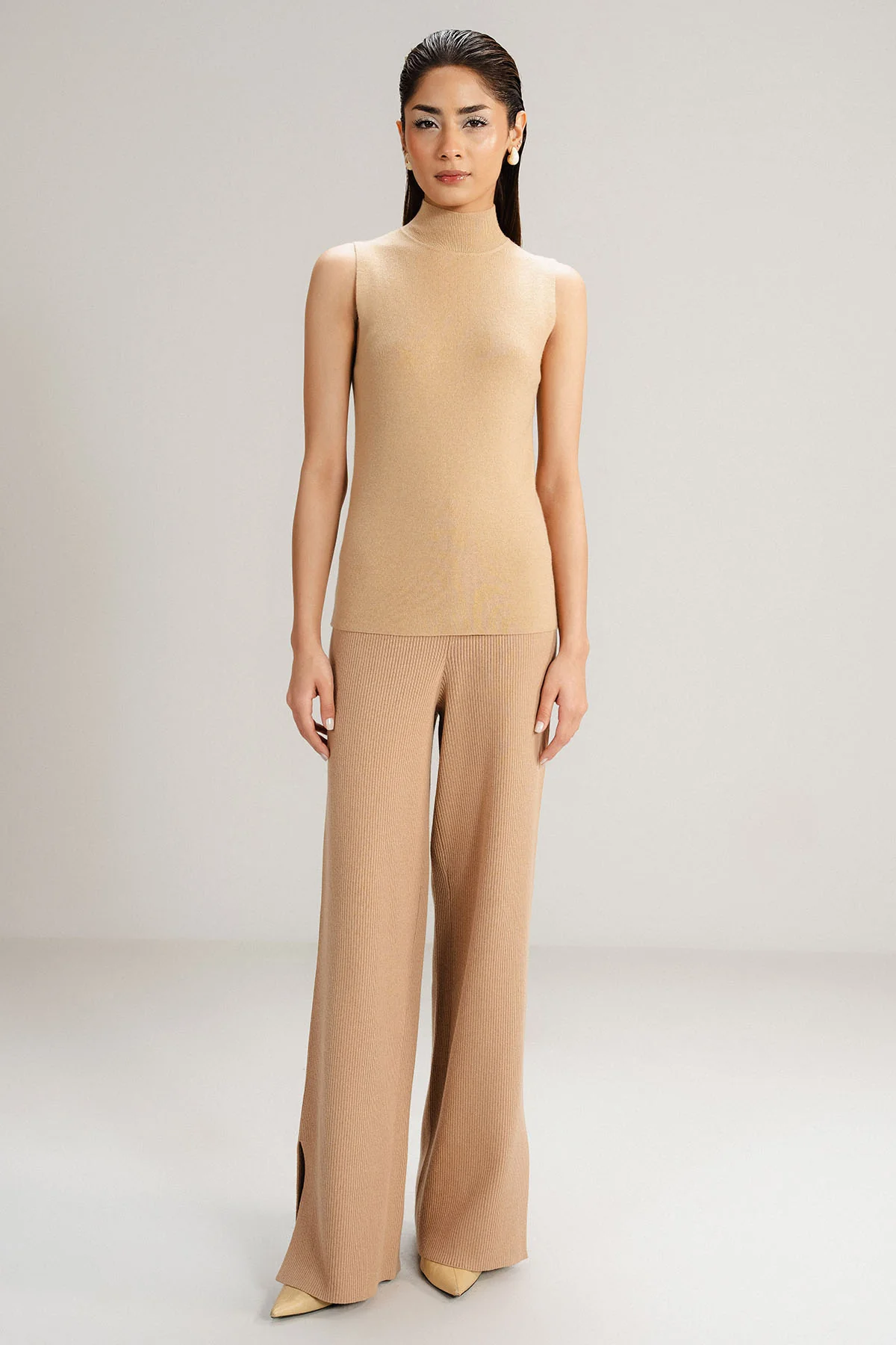 TAN MOCK NECK SWEATER - KNIT WEAR - Image 4