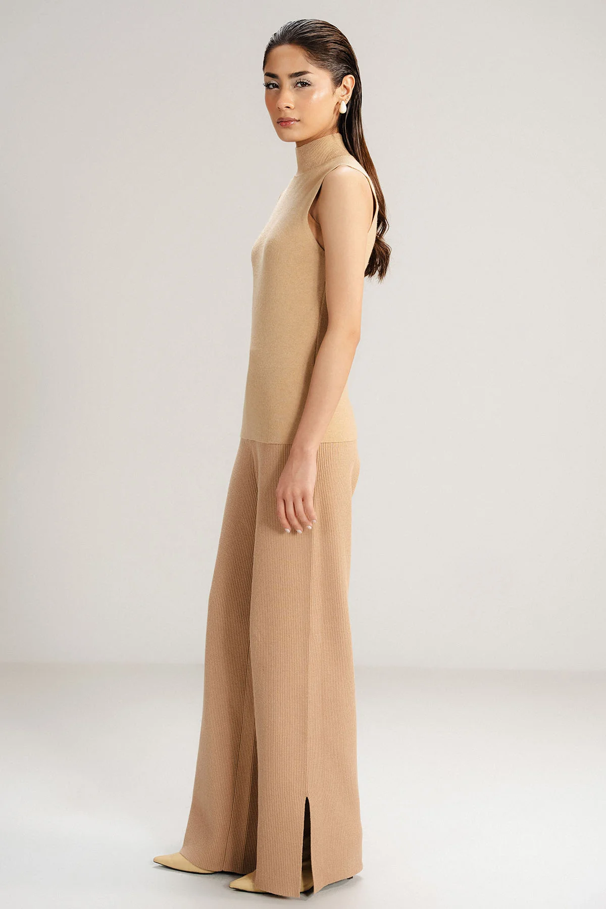 TAN MOCK NECK SWEATER - KNIT WEAR - Image 6