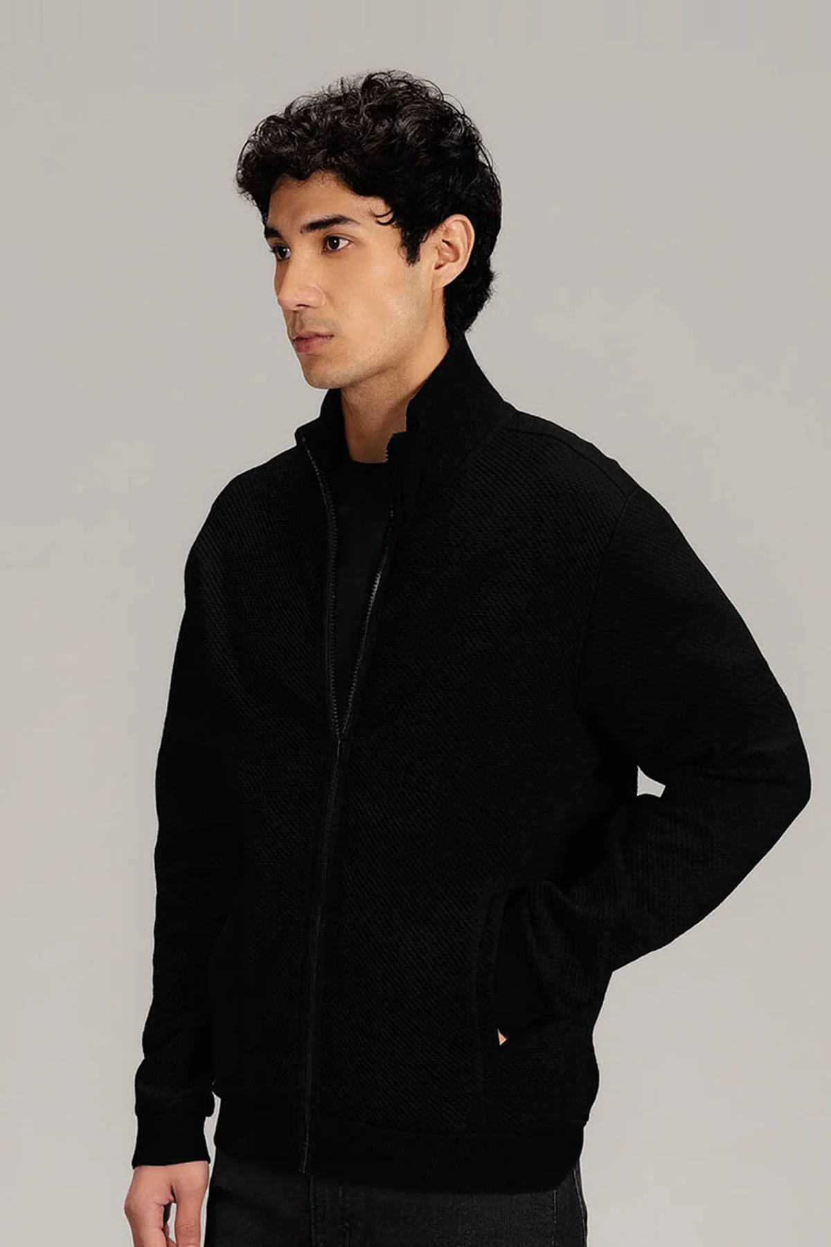 TEXTURED LUXE ZIP UP JACKET - Image 2