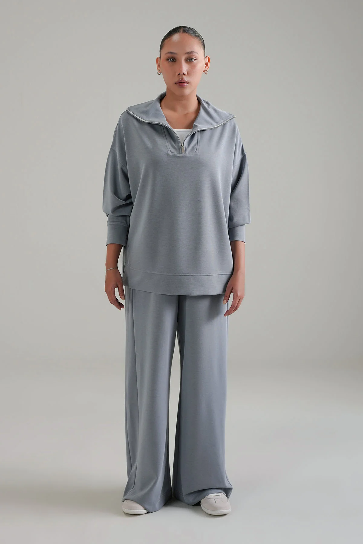 TEXTURED QUARTER ZIPPER-CLOUDLUX