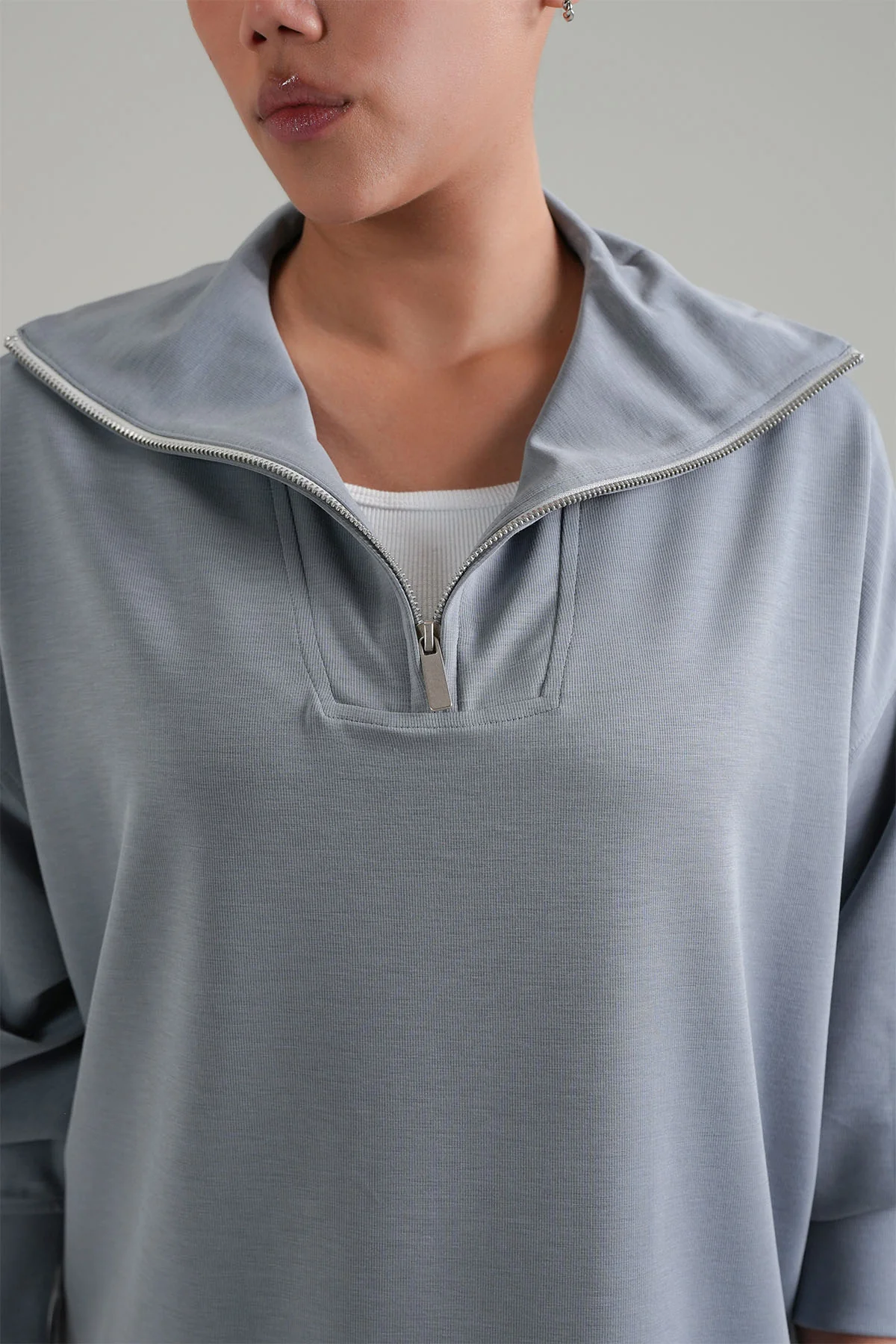 TEXTURED QUARTER ZIPPER-CLOUDLUX - Image 2