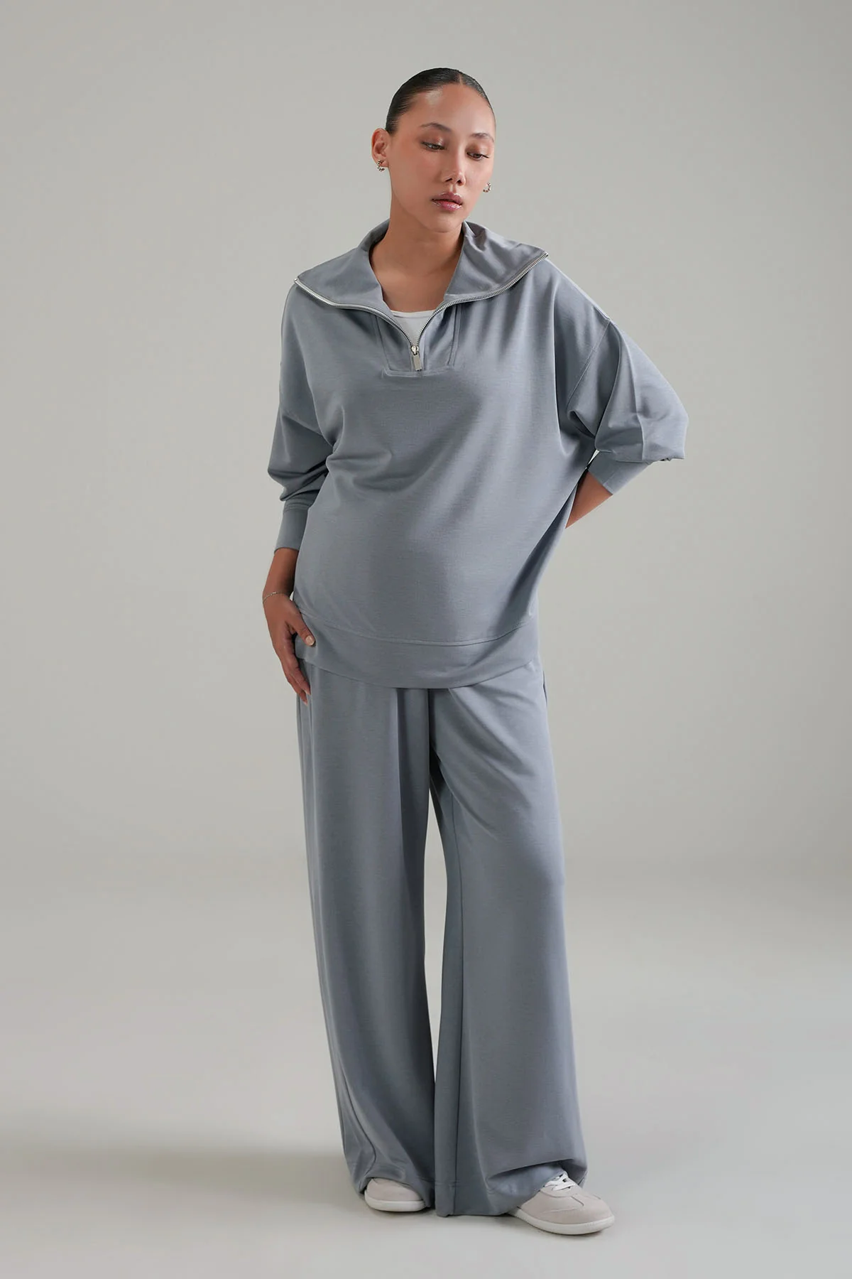 TEXTURED QUARTER ZIPPER-CLOUDLUX - Image 3