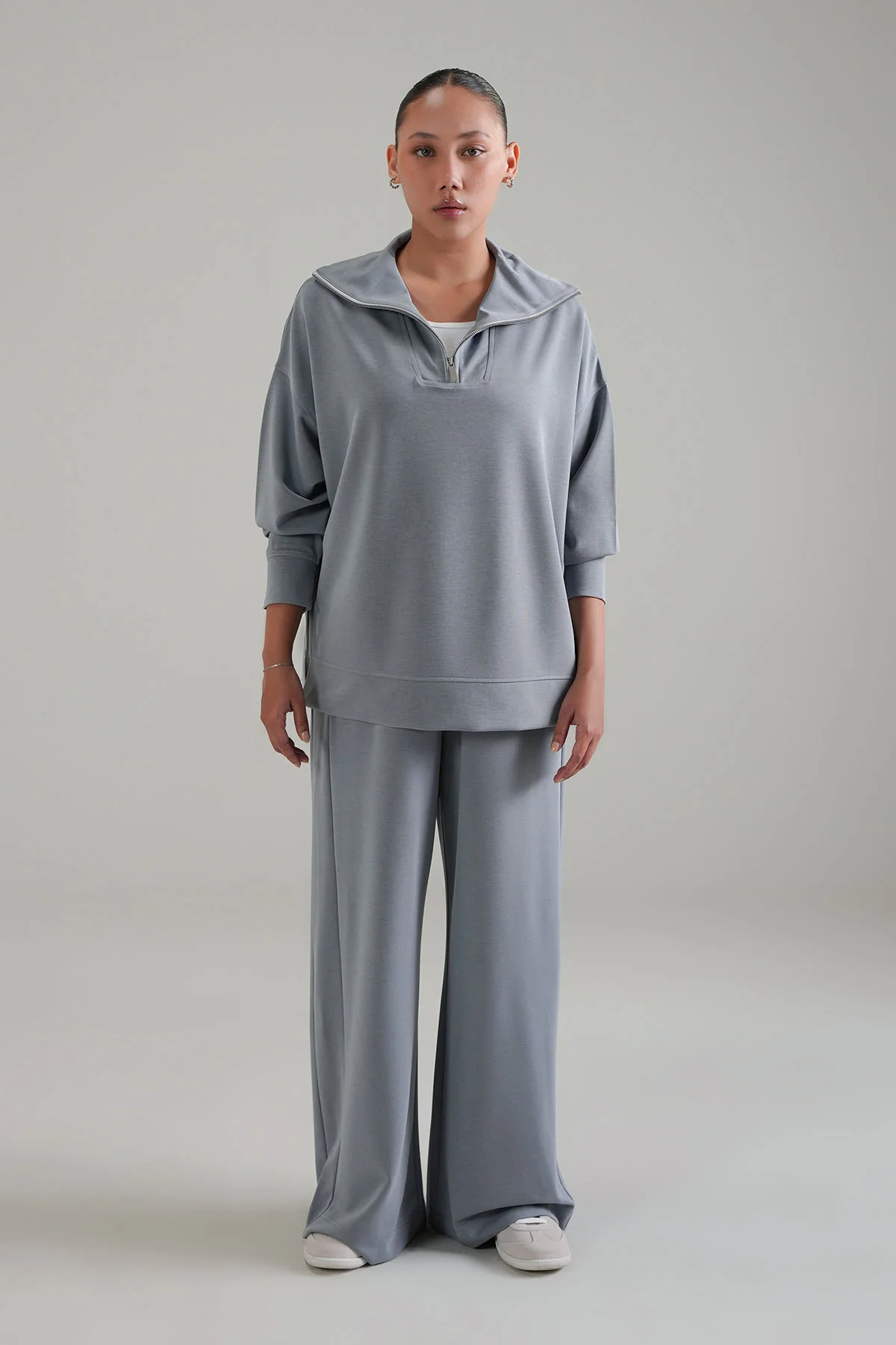 TEXTURED WIDE RELAXED PANTS -CLOUDLUX - Image 4