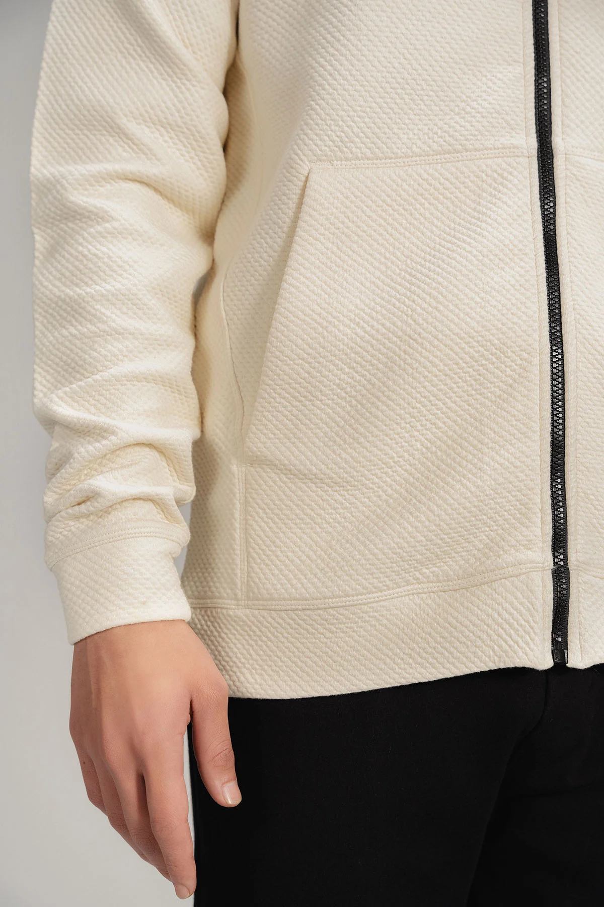 TEXTURED ZIP UP HOODIE - Image 5