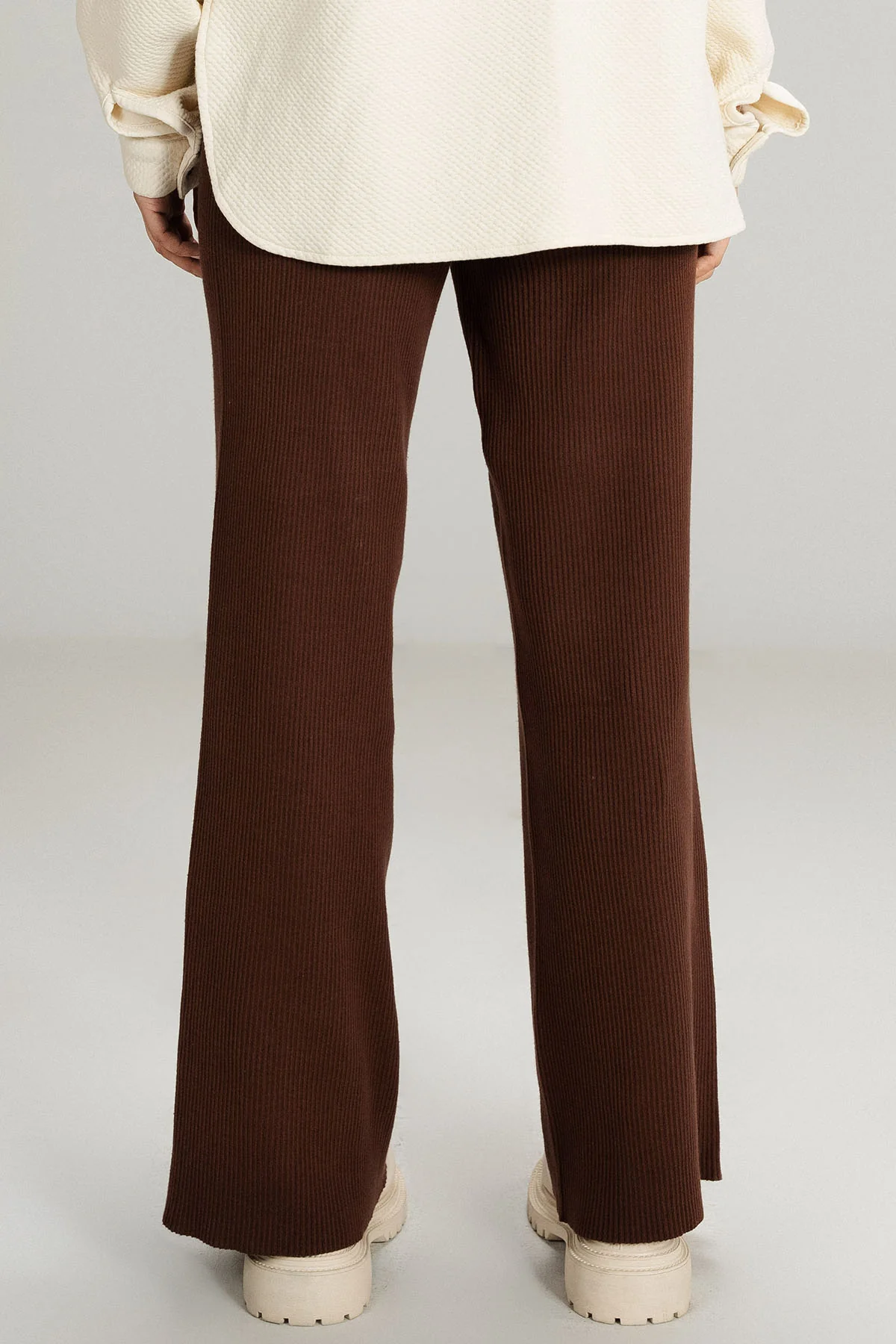 BROWN WIDE LEG PANTS - KNIT WEAR - Image 5