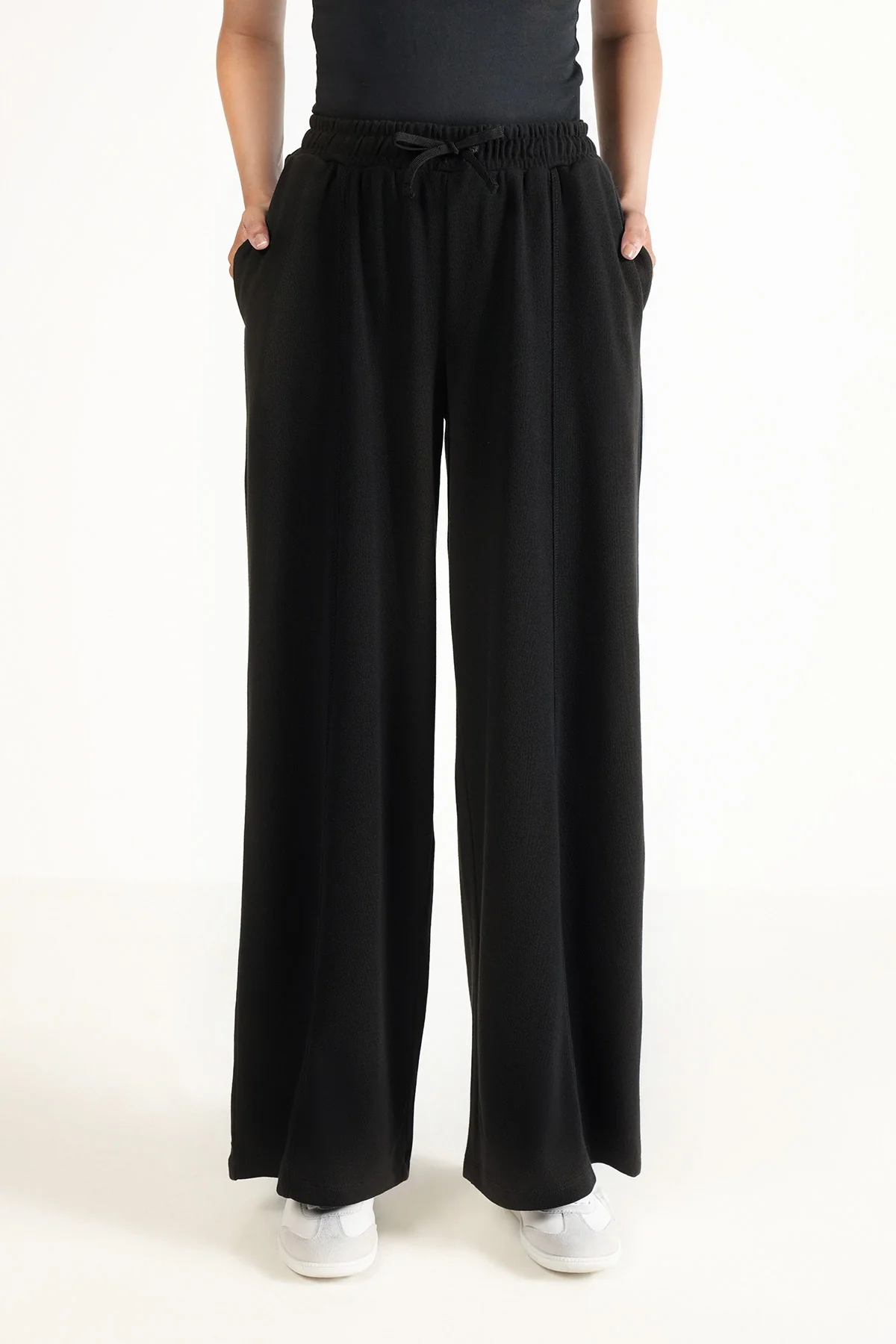WIDE LEG PANTS-TEXTURED RIB