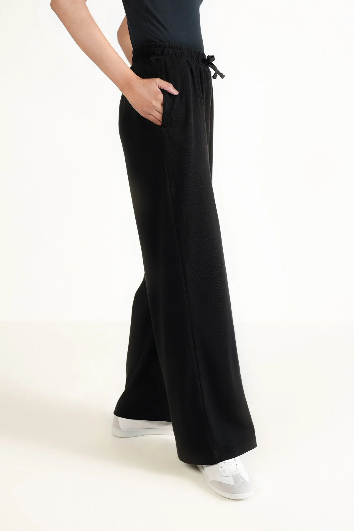 WIDE LEG PANTS-TEXTURED RIB - Image 2
