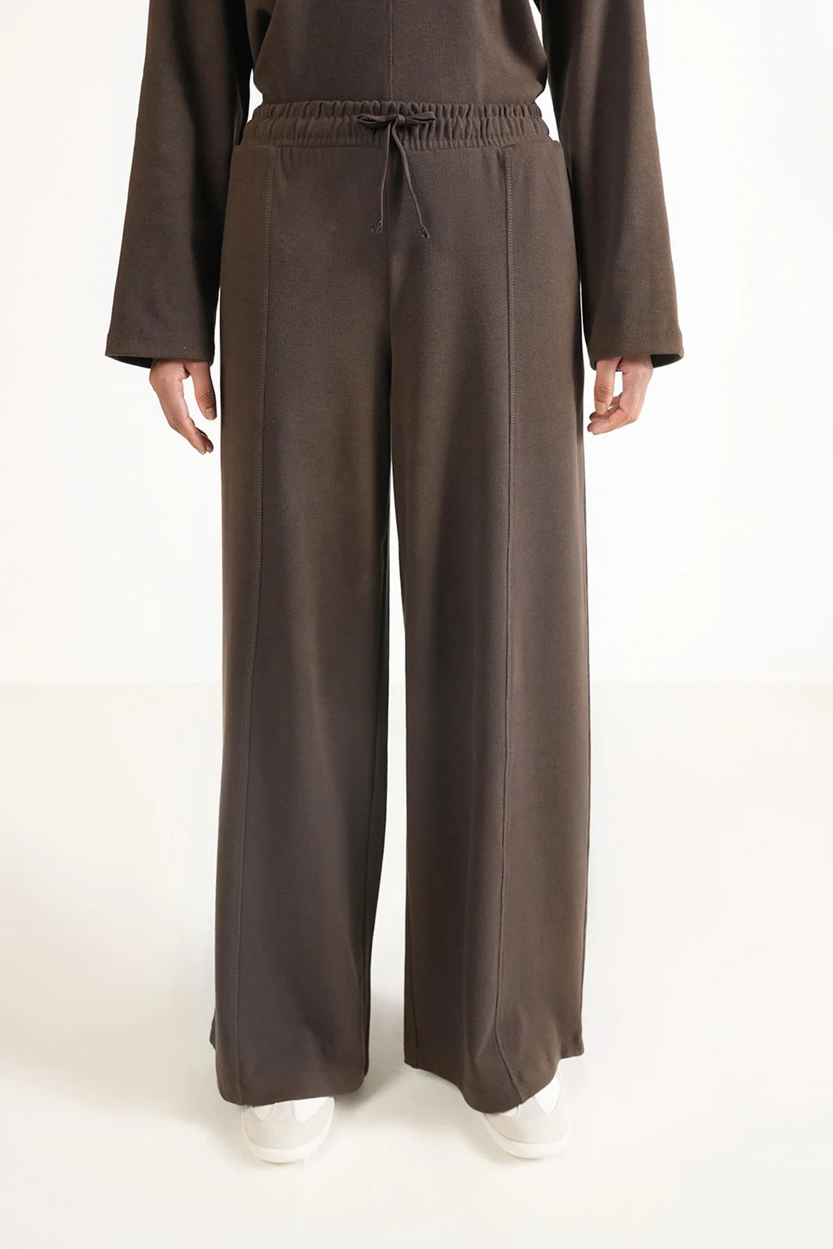 WIDE LEG PANTS-TEXTURED RIB
