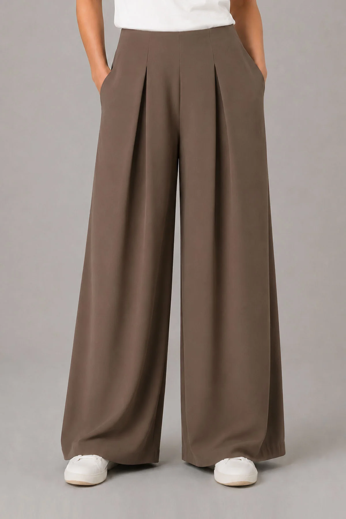 WIDE LEG PLEATED RELAXED PANTS-CLOUDLUX