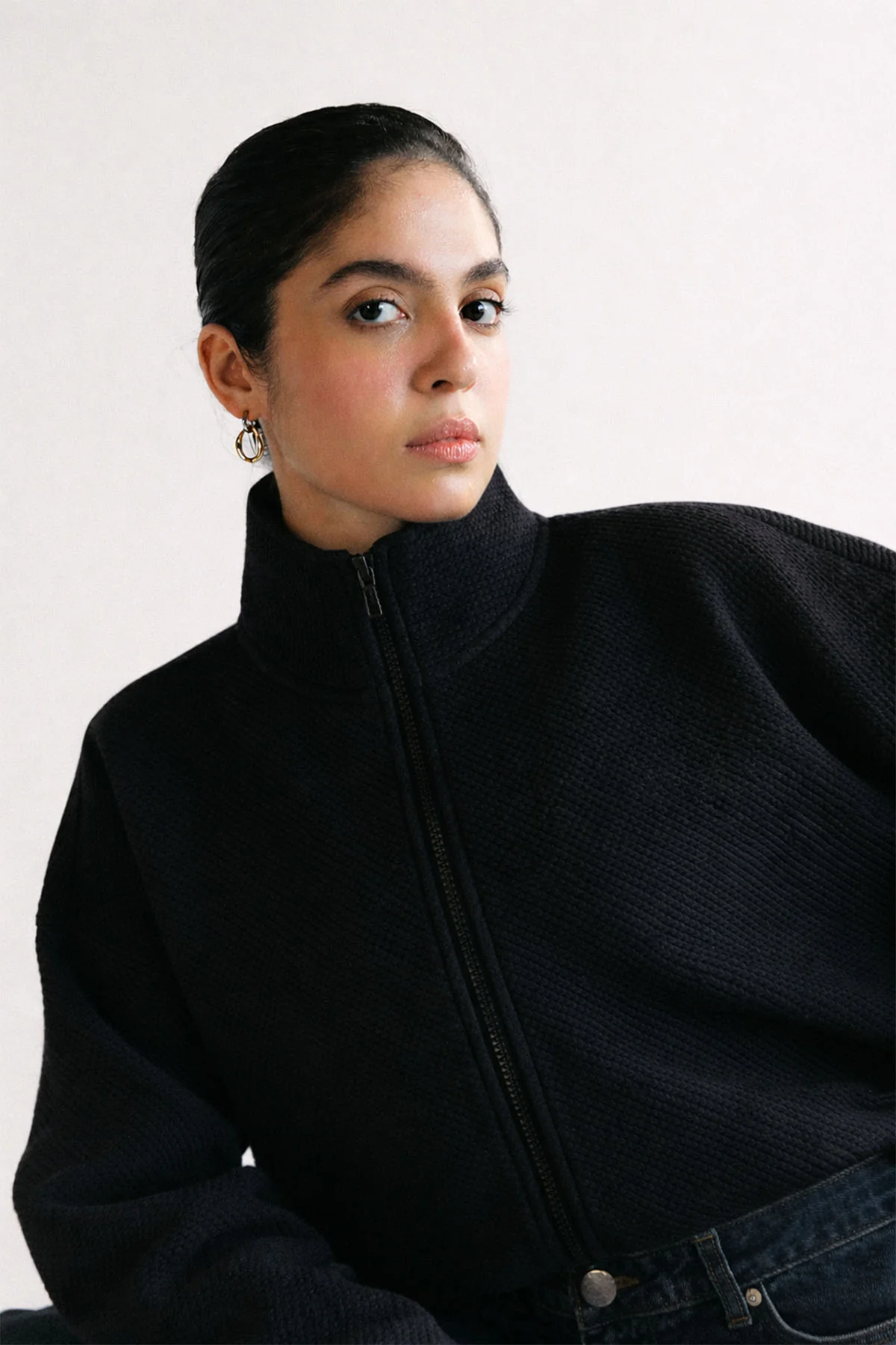 TEXTURED-LUXE ZIP UP JACKET - Image 4